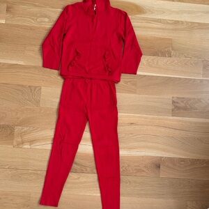 Kids Red Sweater Hooded Sweatshirt & Joggers Set